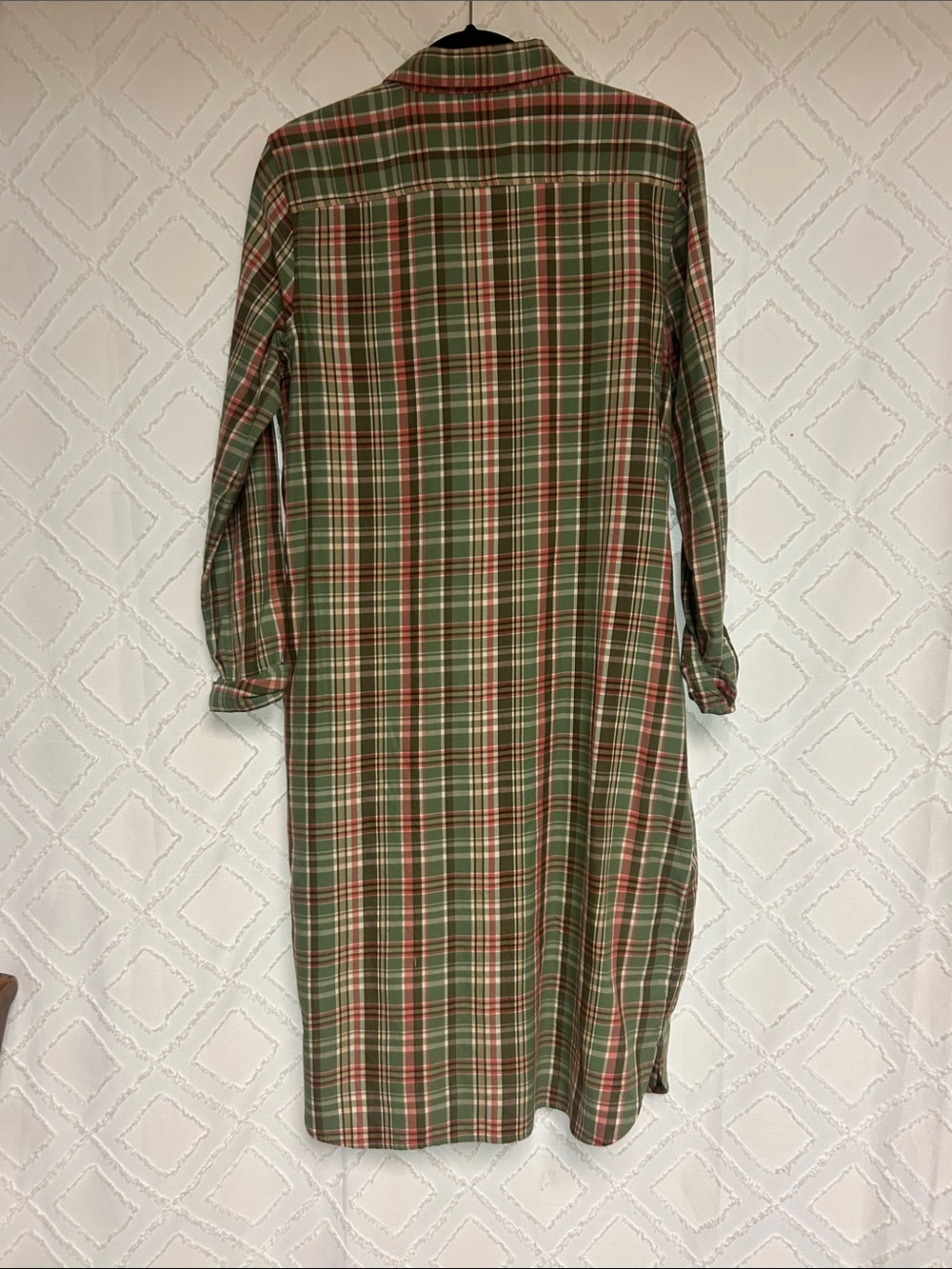 Larkins Green Plaid Shirt Dress/Duster with belt - Picture 2 of 4